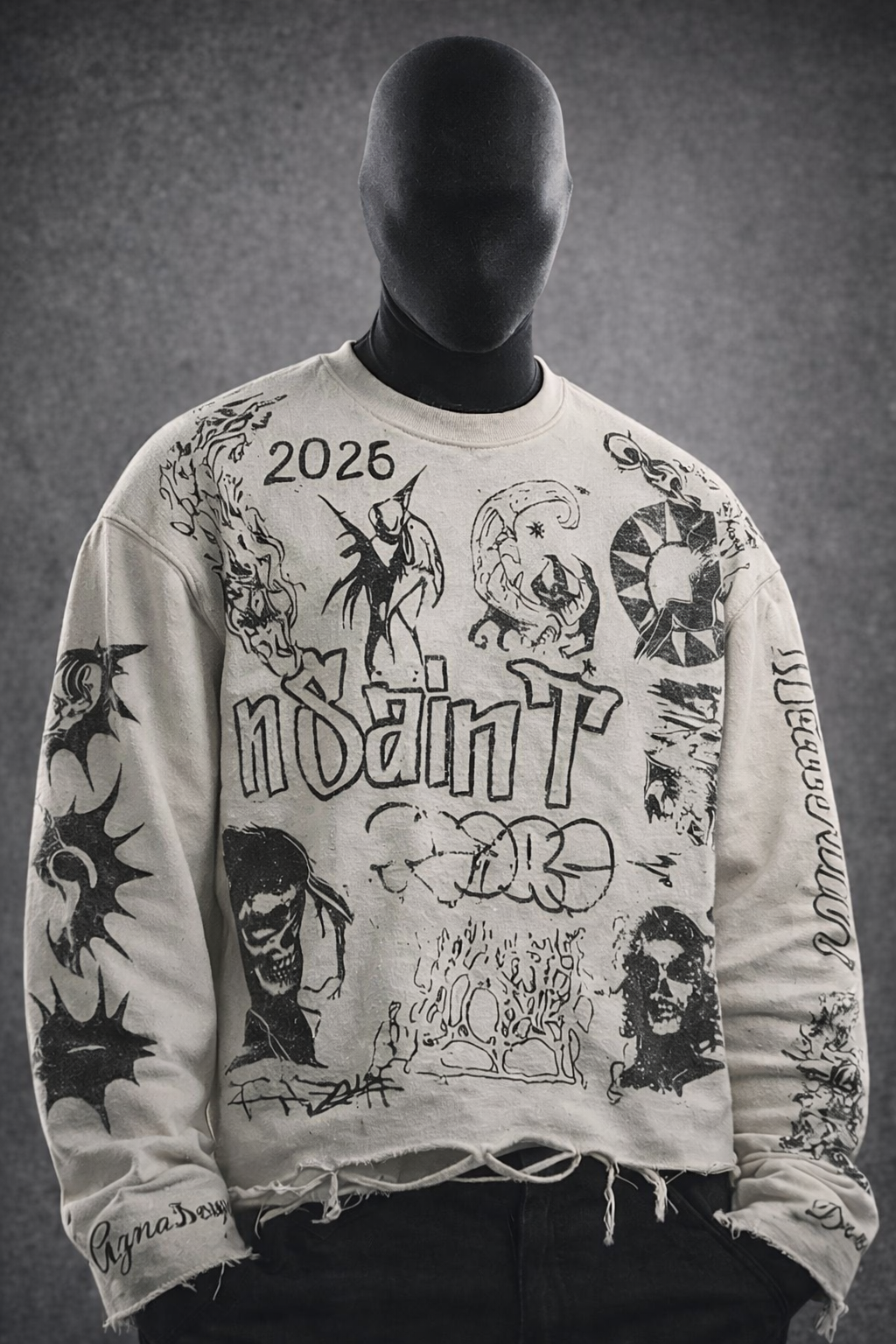 YK2 Vintage Distressed Crewneck Boxy Fit Unisex